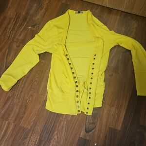 Vibrant Vintage Yellow Button-Up Cardigan